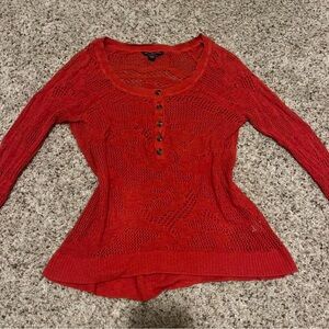 American Eagle Outfitters Red Lace Knit Blouse